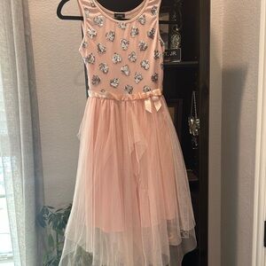 Zenzi Pink Tulle Dress with Sequin Hearts